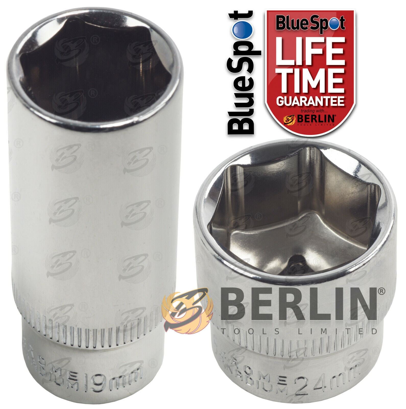 BLUESPOT 28PCS 3/8" DRIVE 6 POINT SOCKET SET 8MM - 24MM