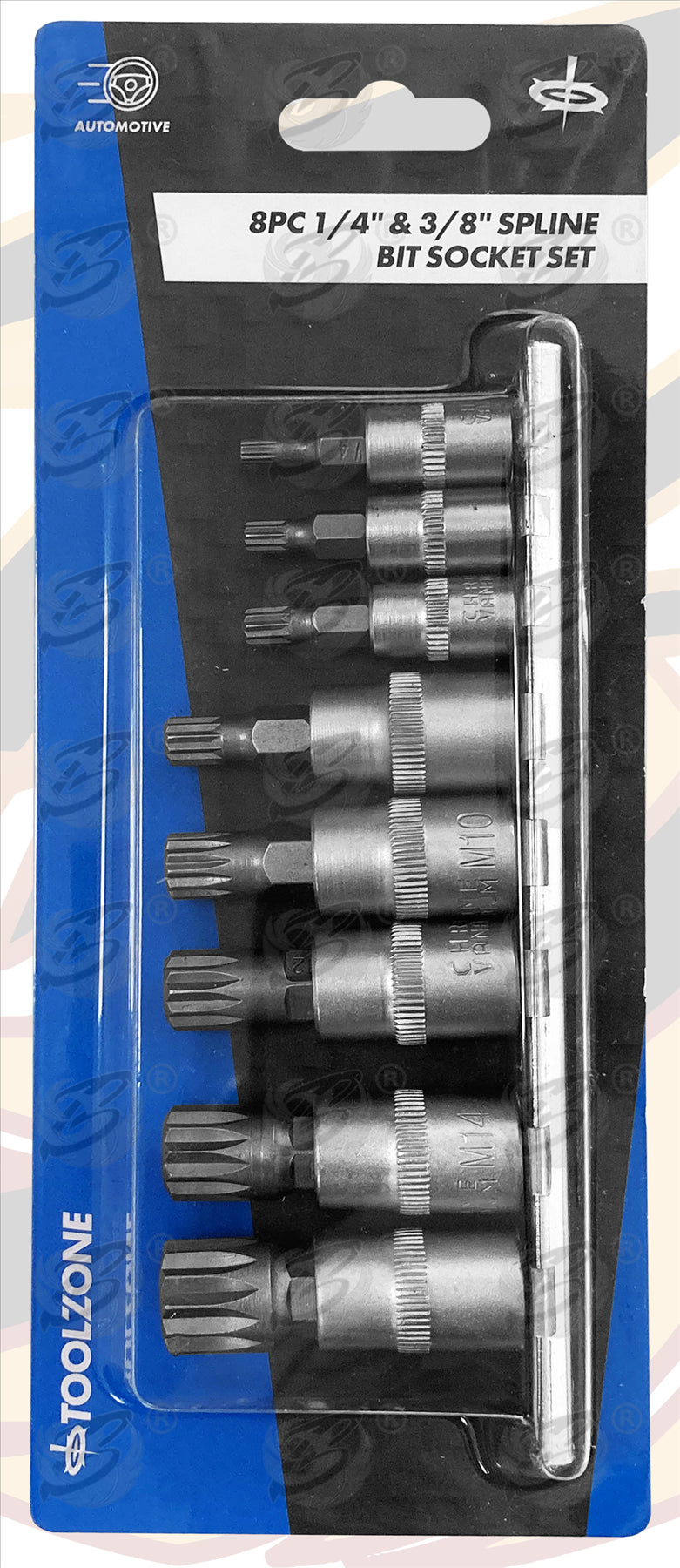 TOOLZONE 8PCS 1/4" & 3/8" DRIVE SPLINE BIT SOCKETS M4 - M16