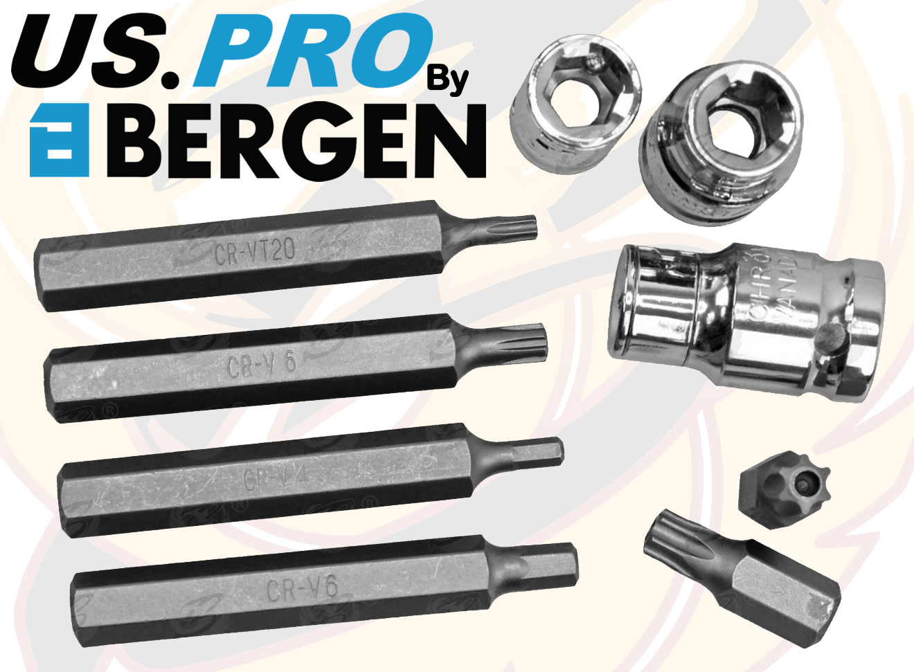 US Pro 75 Piece Hex - Torx - Spline - Ribe - Tamperproof Torx Bit Sockets ( 2068 )