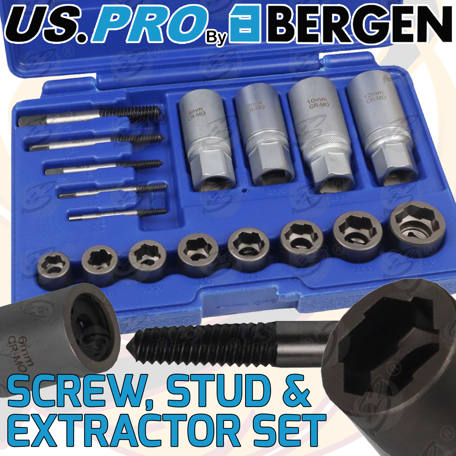 US Pro 17 Piece Screw - Stud & Nut Extractor Set ( 2649 )