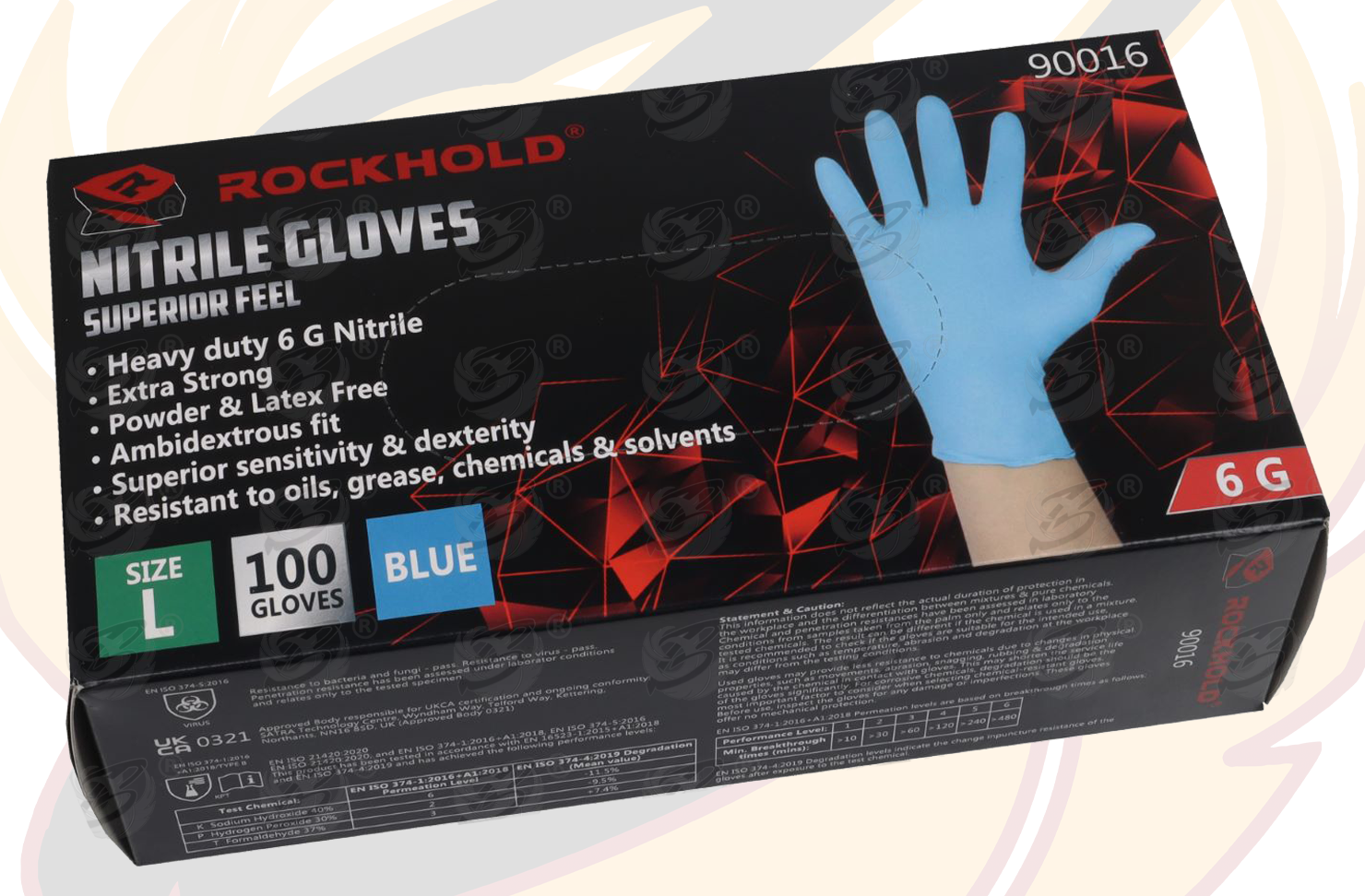Rockhold Heavy Duty Blue 6 Mil Nitrile Textured Tip Gloves ( Large - 100 Gloves ) ( 90016 / L ( 1 BOX ) )