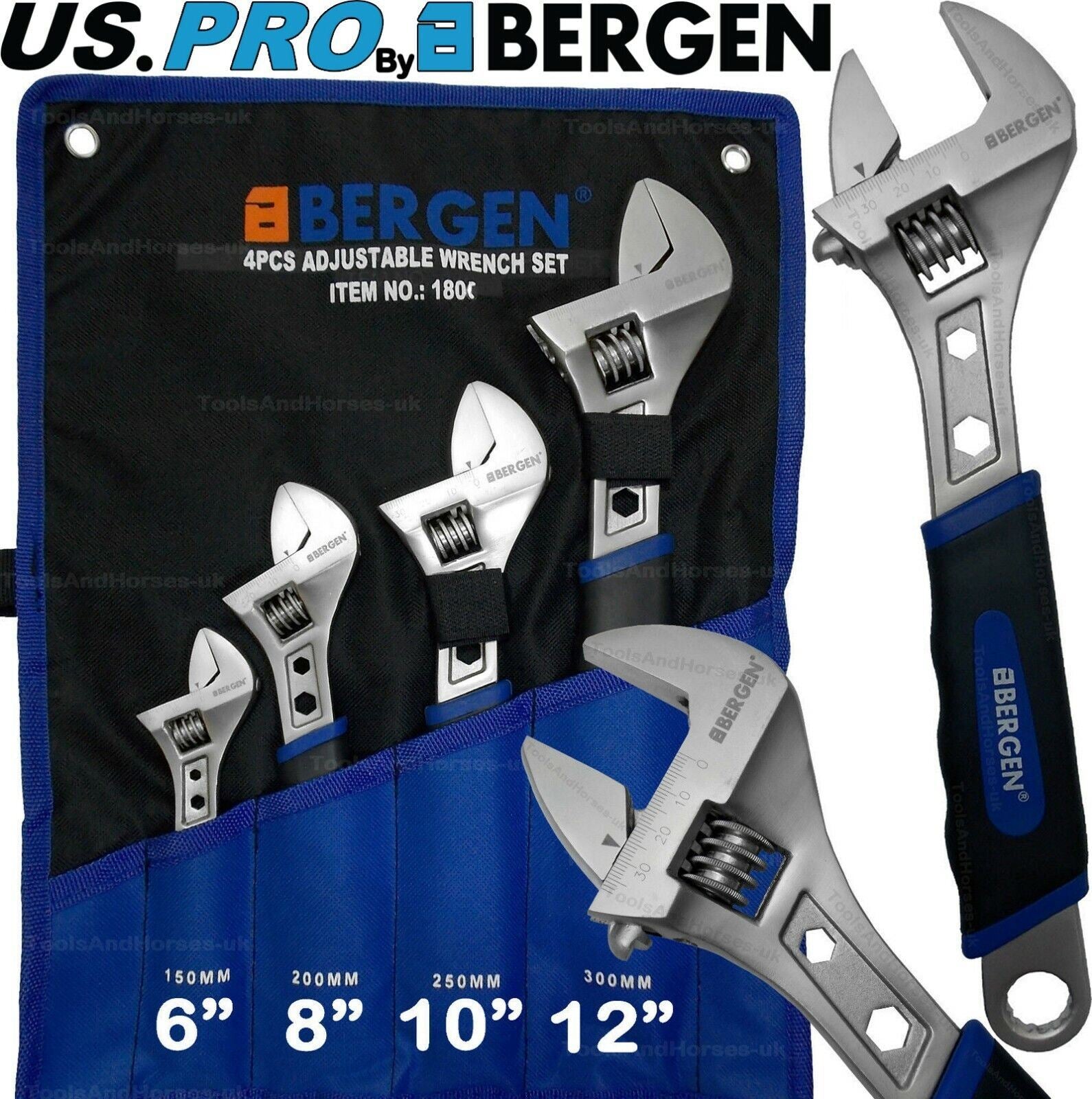 US Pro 4 Piece Adjustable Wrench Set 1835