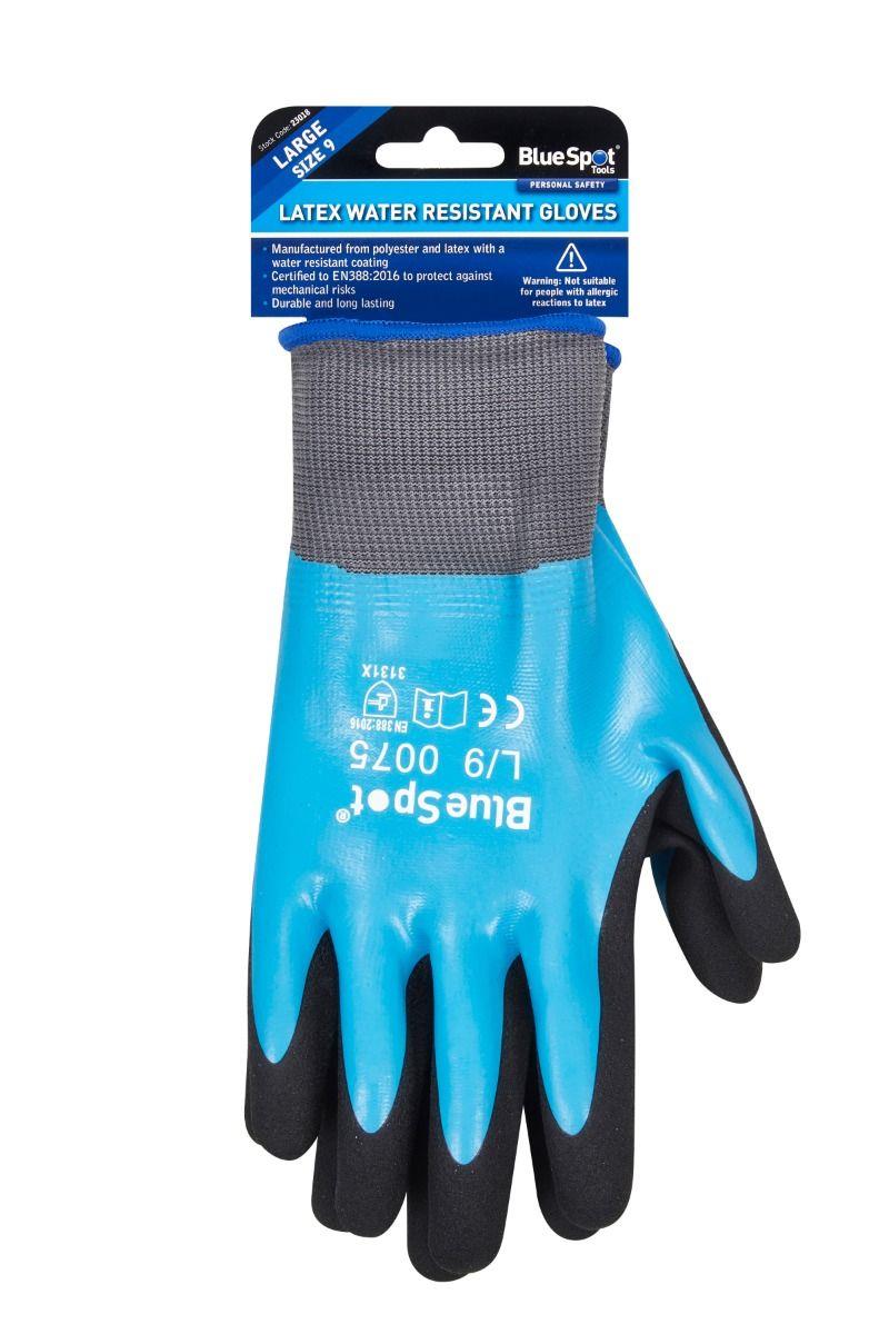 BlueSpot Latex Water Resistant Work Gloves ( x 1 Pairs ) ( L ) 23018