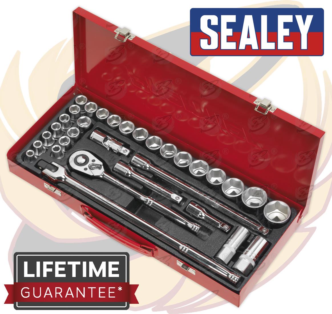 SEALEY 32PCS 1/2" DRIVE 6 POINT SOCKET SET 8MM - 32MM
