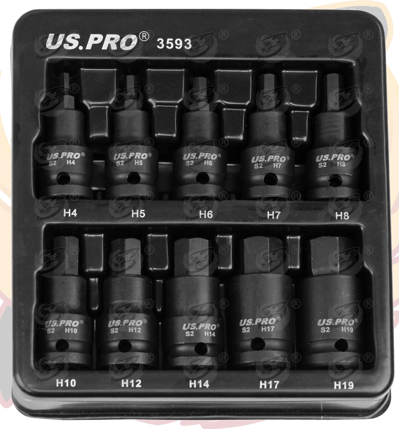 US PRO 10PCS 1/2" DRIVE IMPACT HEX BIT SOCKETS H4 - H19