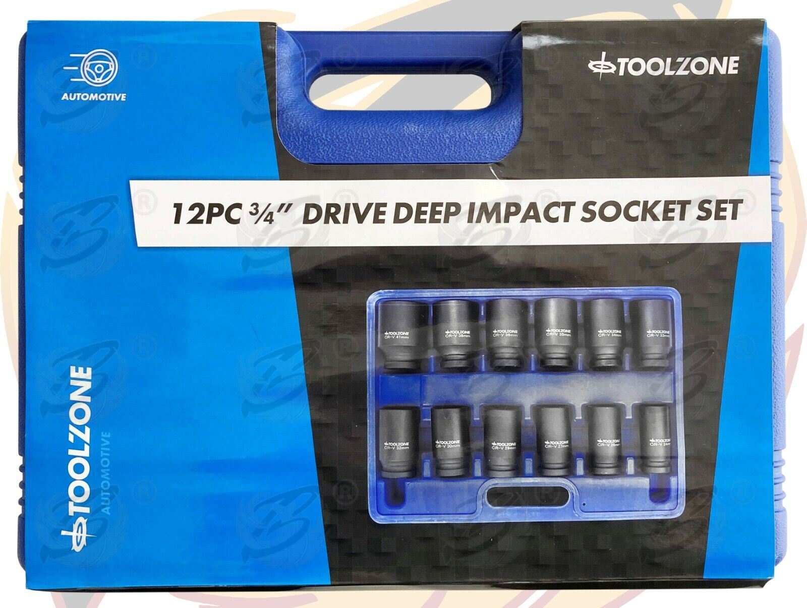 Toolzone 12 Piece 3/4" Drive 6 Point Deep Impact Sockets 24mm - 41mm ( SS235 )