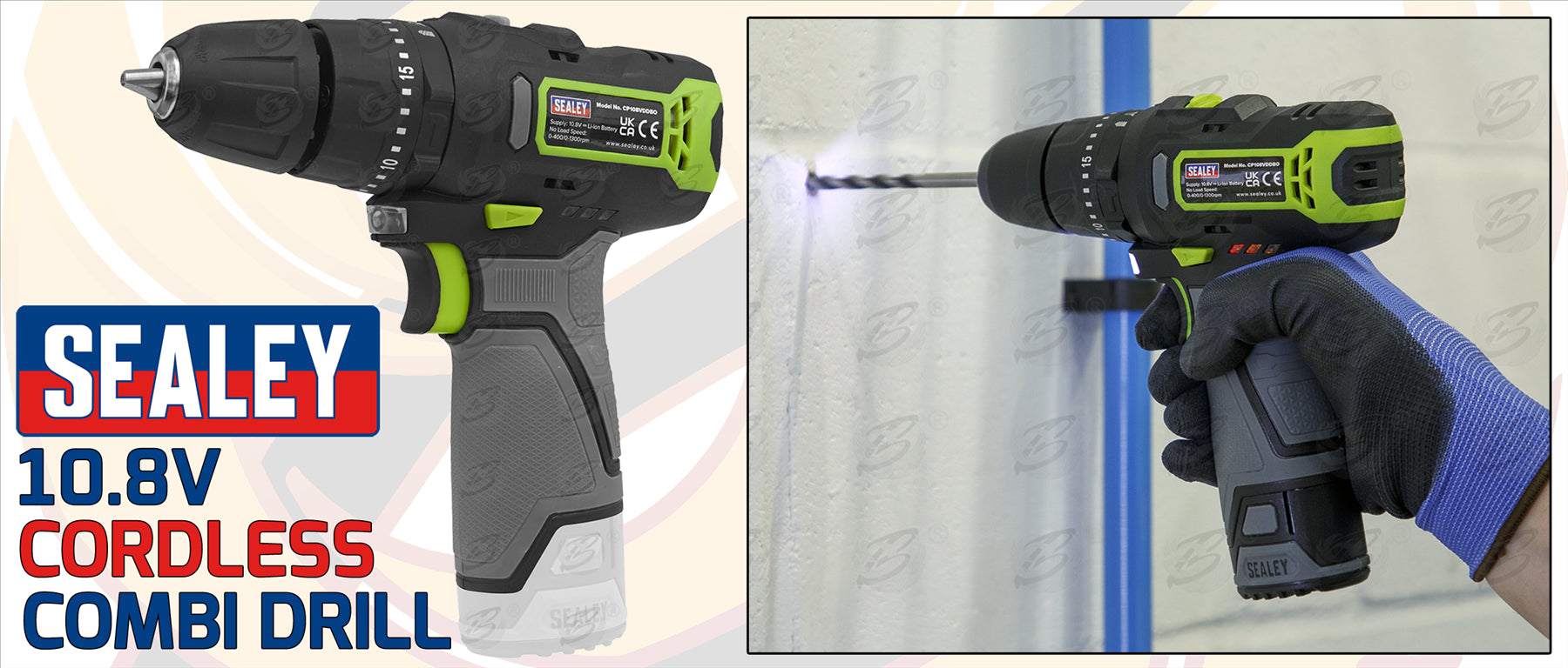 SEALEY 10.8V 3/8" DRIVE CORDLESS COMBO KIT ( DRILL - RATCHET WRENCH - IMPACT WRENCH - IMPACT DRIVER )