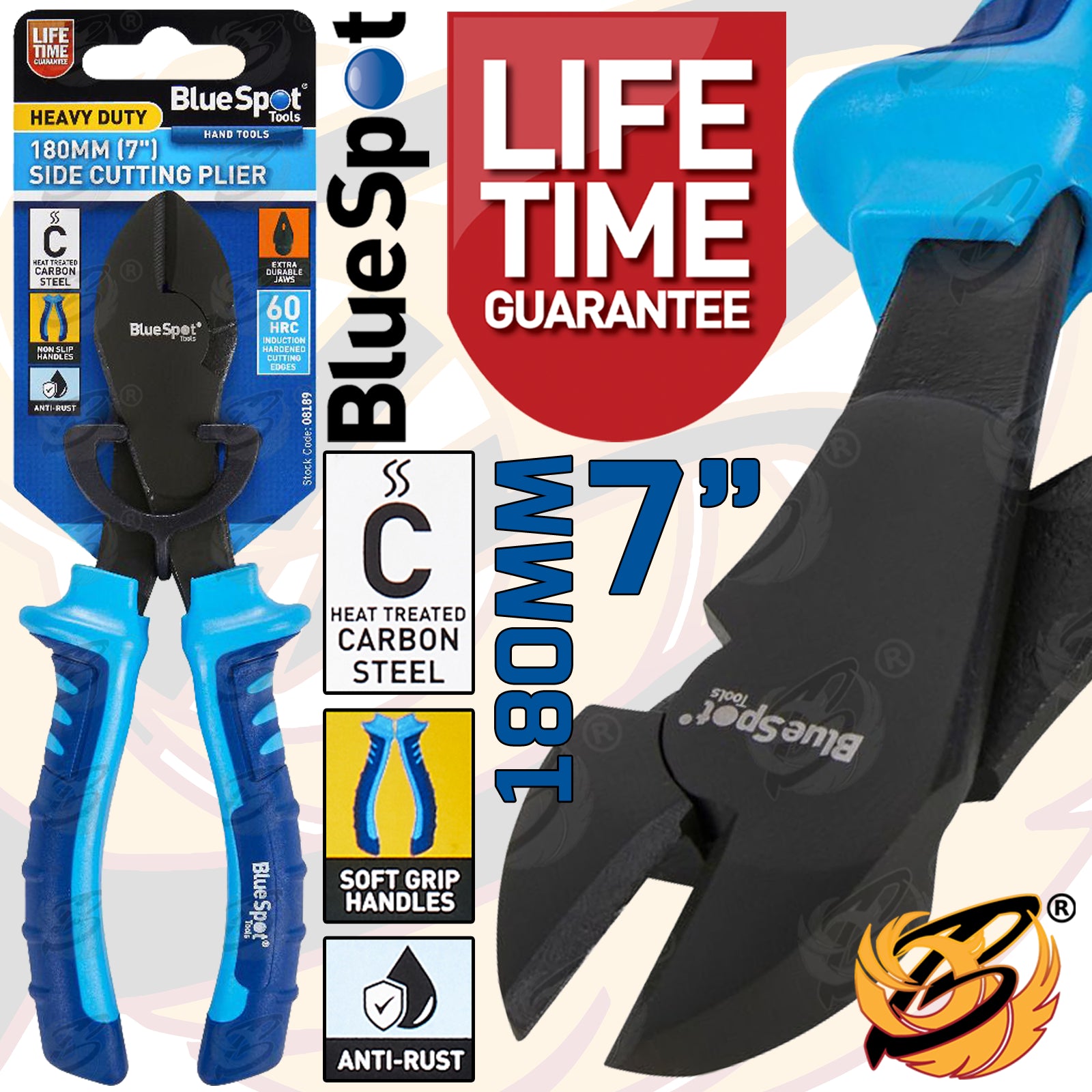 BLUESPOT 180MM (7") HEAVY DUTY SIDE CUTTER PLIER