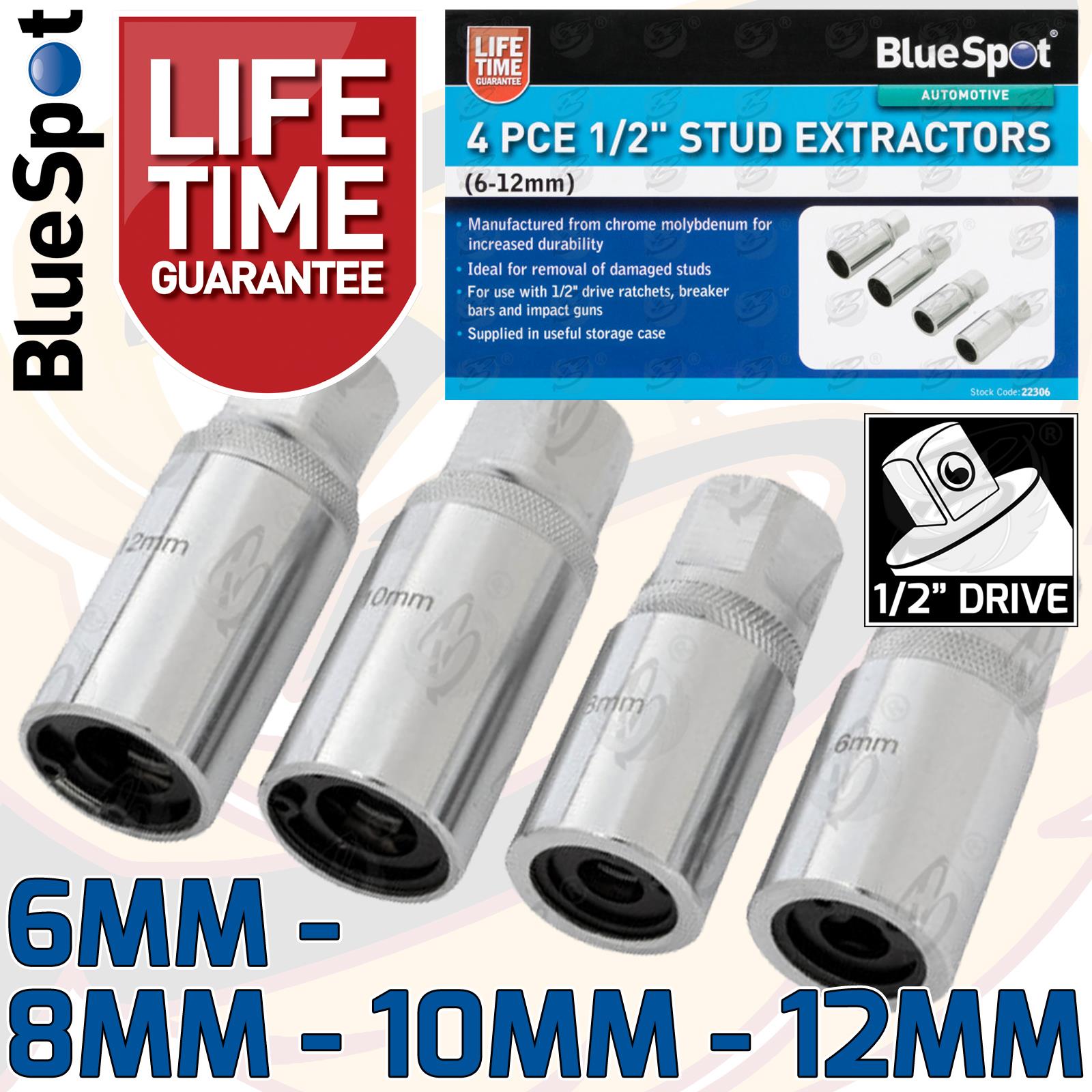 BLUESPOT 4PCS 1/2" DRIVE ROLLER TYPE STUD EXTRACTORS 6MM - 12MM