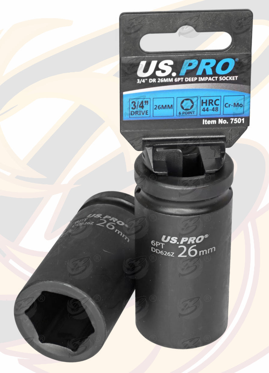 US PRO 26MM 3/4" DRIVE 6 POINT DEEP IMPACT SOCKET ( SINGLE )