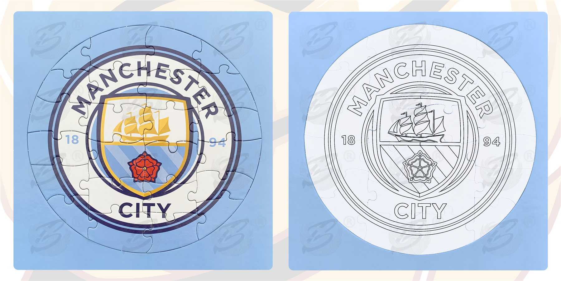 Manchester City 4 Piece Colour-In Jigsaw Puzzle ( MCFC_PUZZLE )