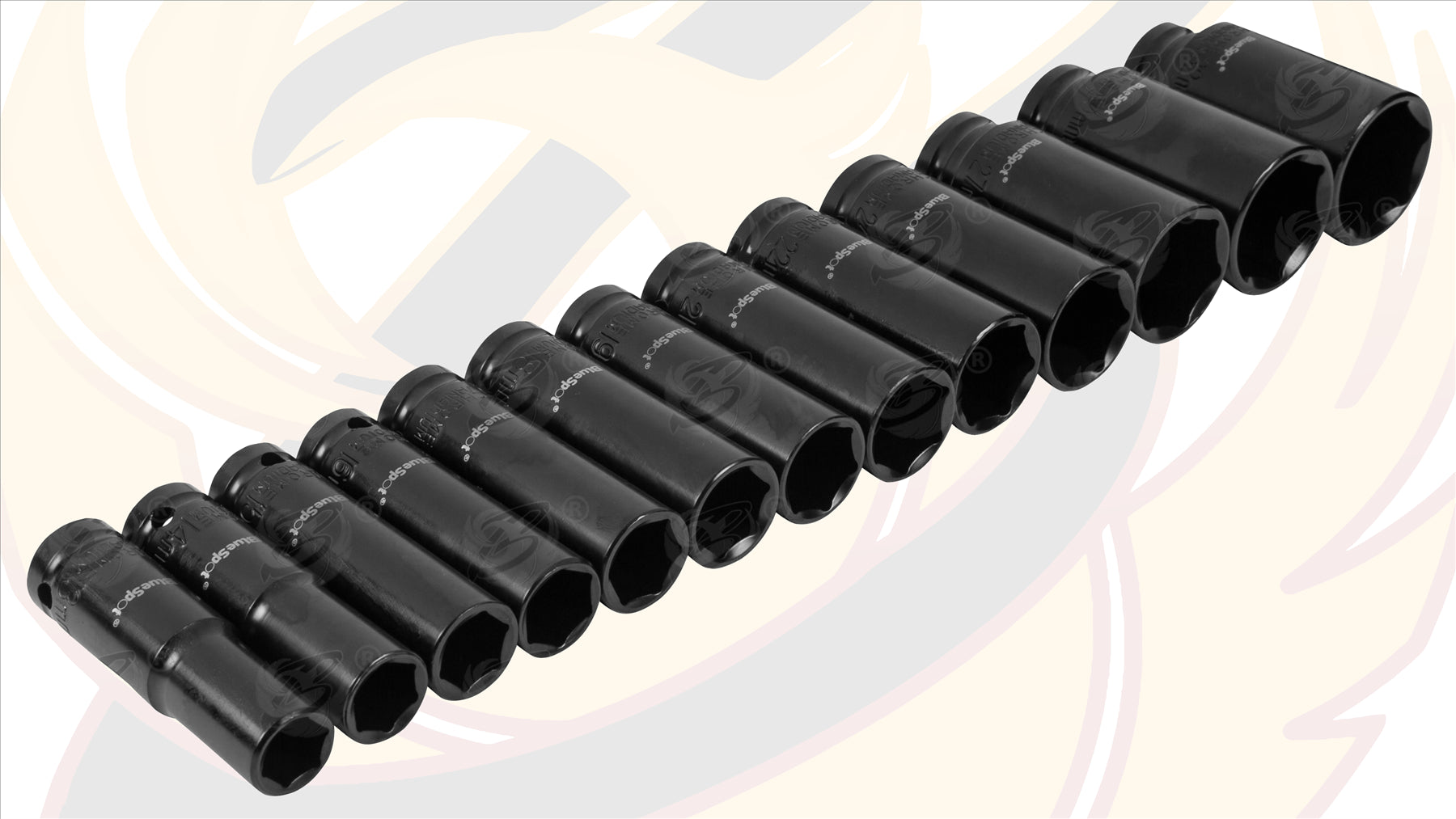 BLUESPOT 13PCS 1/2" DRIVE 6 POINT DEEP IMPACT SOCKETS 13MM - 32MM