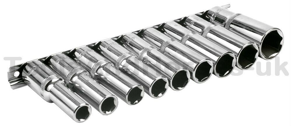 BLUESPOT 9PCS 1/2" DRIVE 6 POINT DEEP SOCKETS 10MM - 22MM