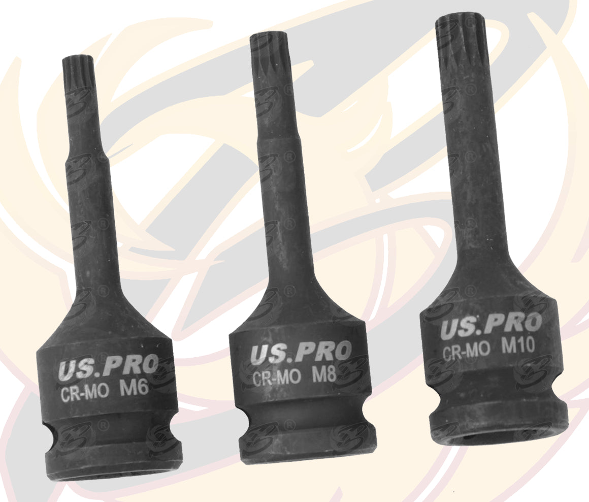 US PRO 8PCS 1/2" DRIVE IMPACT SPLINE BIT SOCKETS M5 - M18