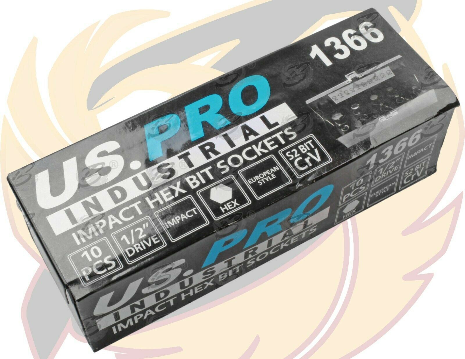 US PRO INDUSTRIAL 10PCS 1/2" DRIVE IMPACT HEX BIT SOCKETS H4 - H19