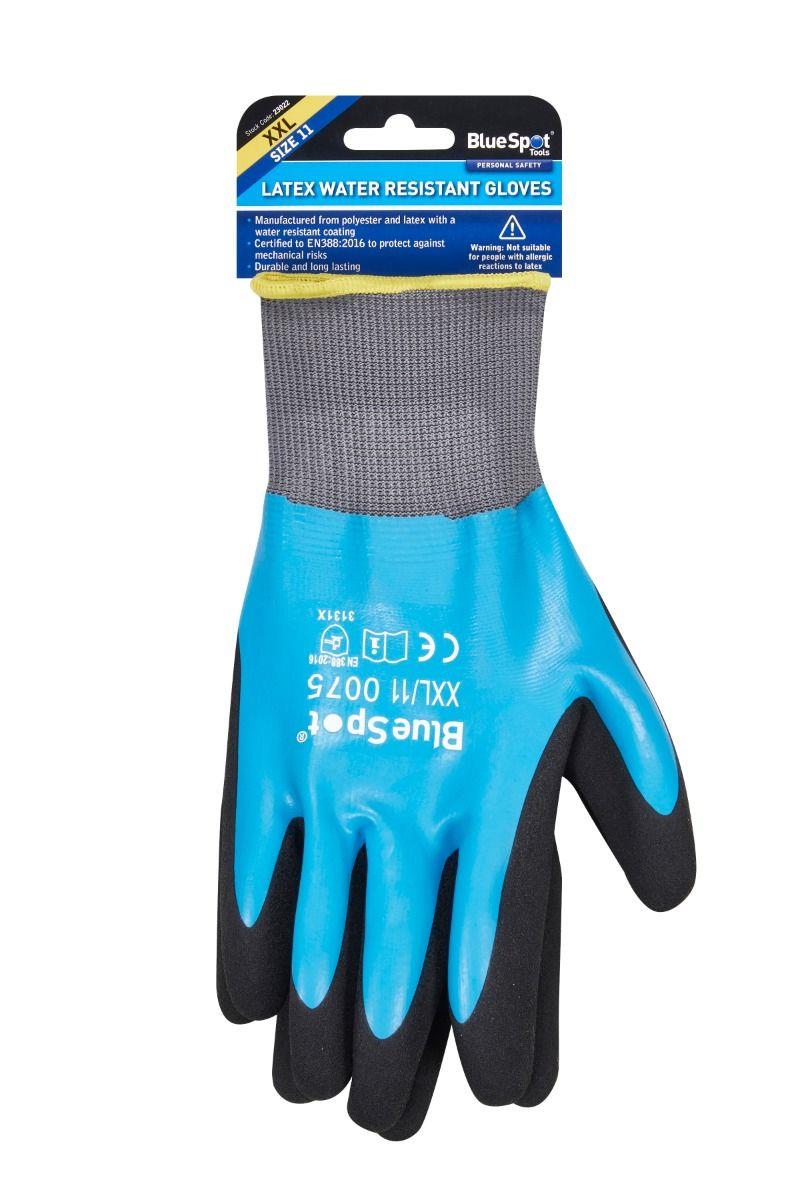 BlueSpot Latex Water Resistant Work Gloves ( x 1 Pairs ) ( Xxl ) 23022