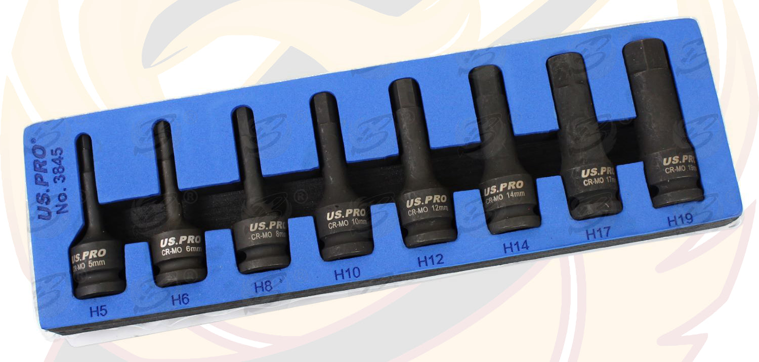 US PRO 8PCS 1/2" DRIVE IMPACT HEX BIT SOCKETS H5 - H19