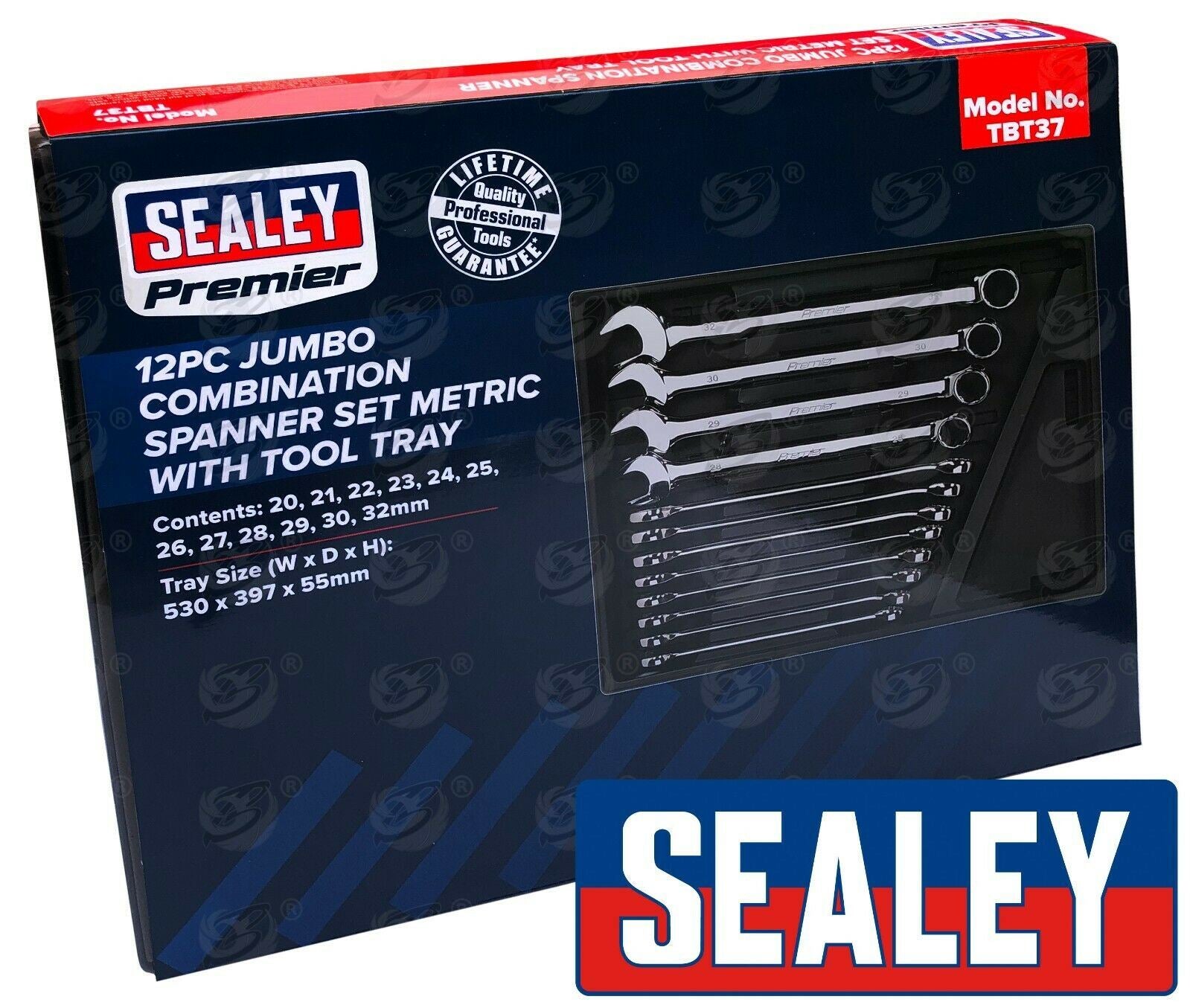 SEALEY 12PCS JUMBO COMBINATION SPANNER SET 20MM - 32MM