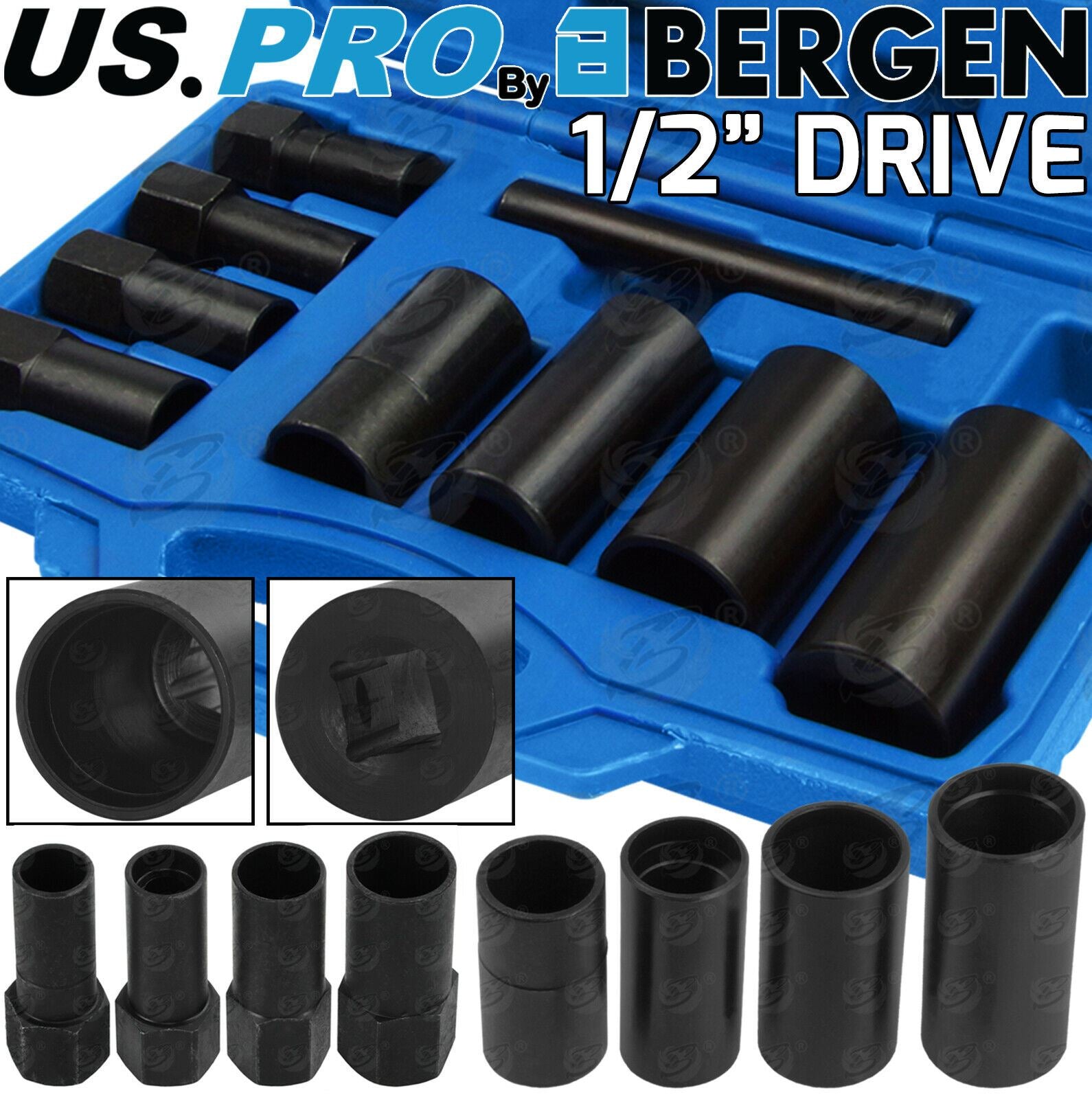 US PRO 9PCS 1/2" DRIVE LOCKING WHEEL NUT REMOVER SOCKETS