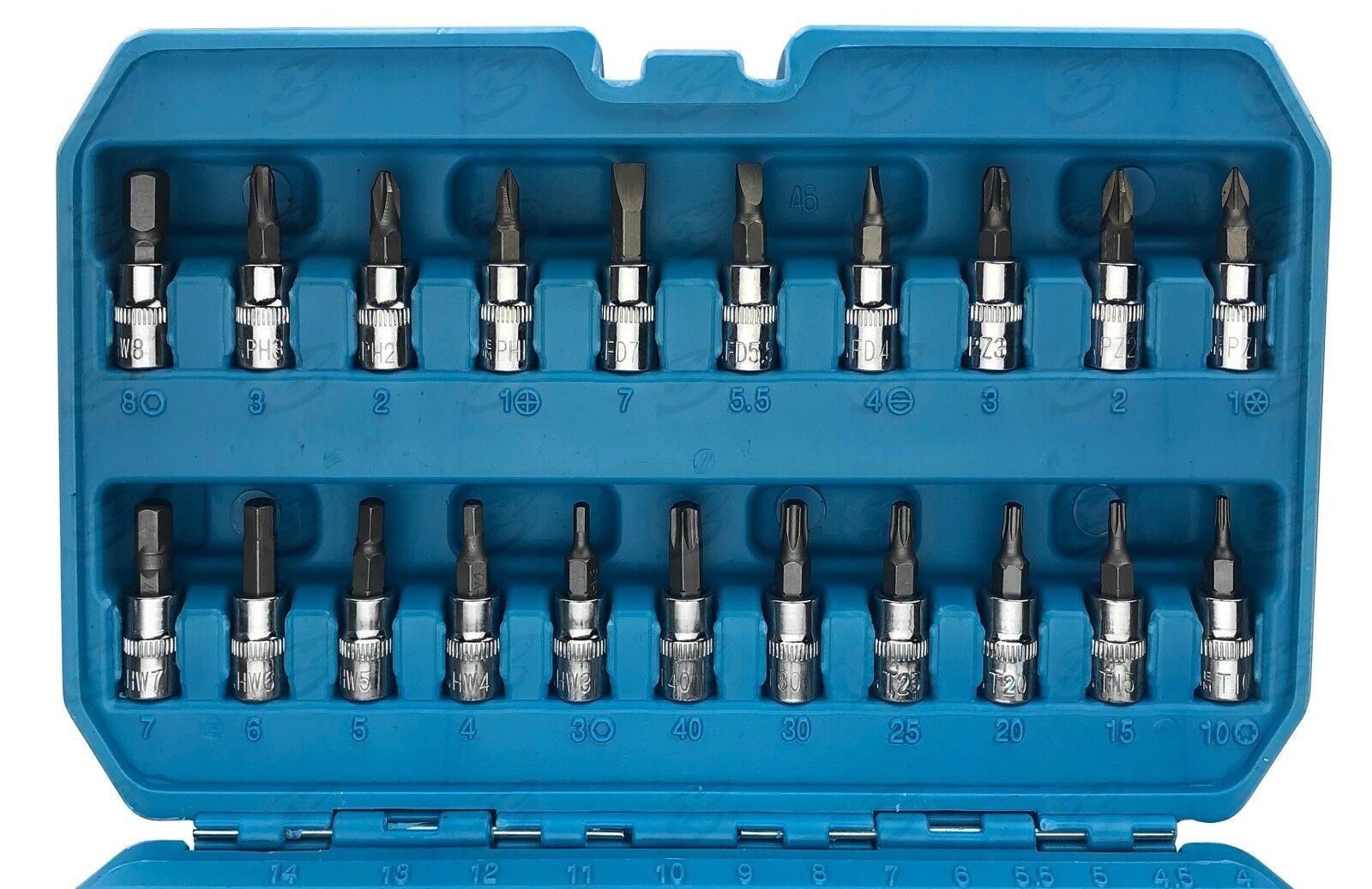 BLUESPOT 46PCS 1/4" DRIVE SOCKET & BIT SET 4MM - 14MM