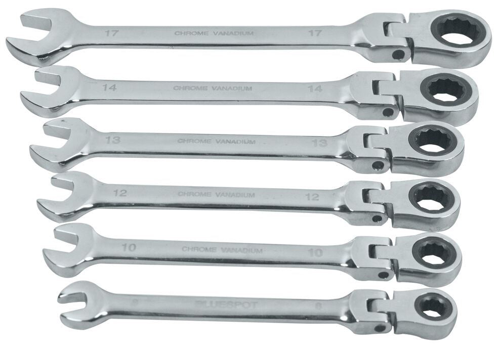 BLUESPOT 6PCS FLEXIBLE RATCHET SPANNER SET 8MM - 17MM