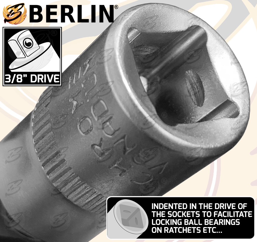 Berlin 8 Piece 1/4" & 3/8" Drive Spline Bit Sockets M4 - M16 ( BER014 )