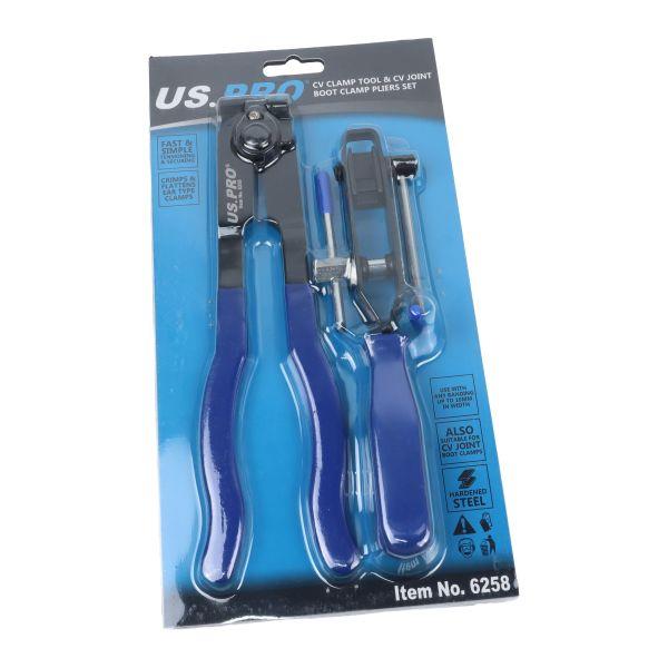Us Pro Cv Clamp Tool & Cv Joint Boot Clamp Pliers Set 6258