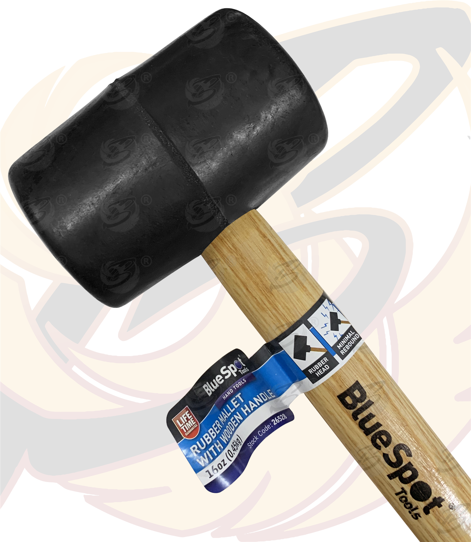 BlueSpot 16Oz Rubber Hammer / Mallet With Wooden Handle 6 ( 26528 )