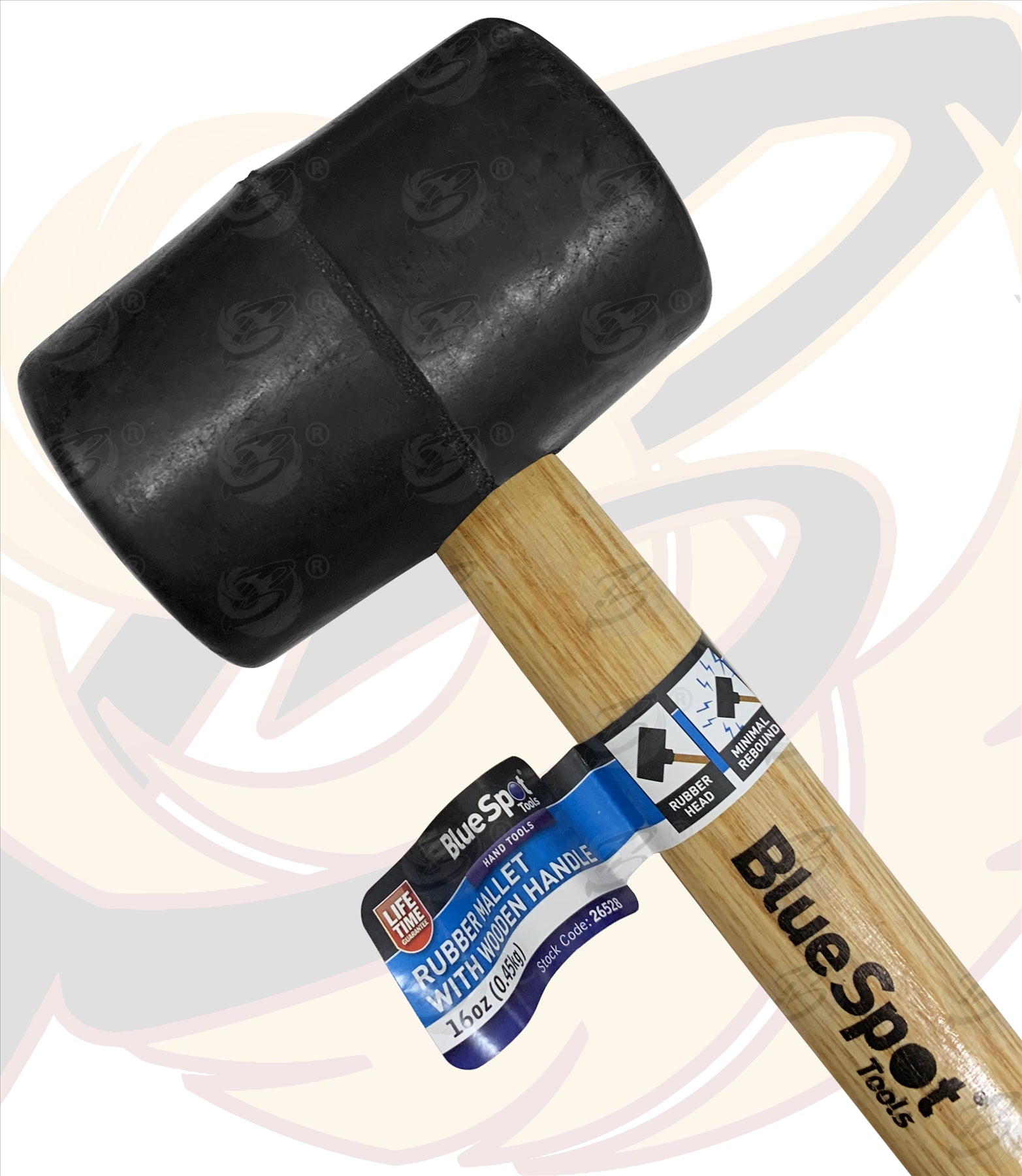 BLUESPOT 16OZ RUBBER HAMMER / MALLET WITH WOODEN HANDLE 6