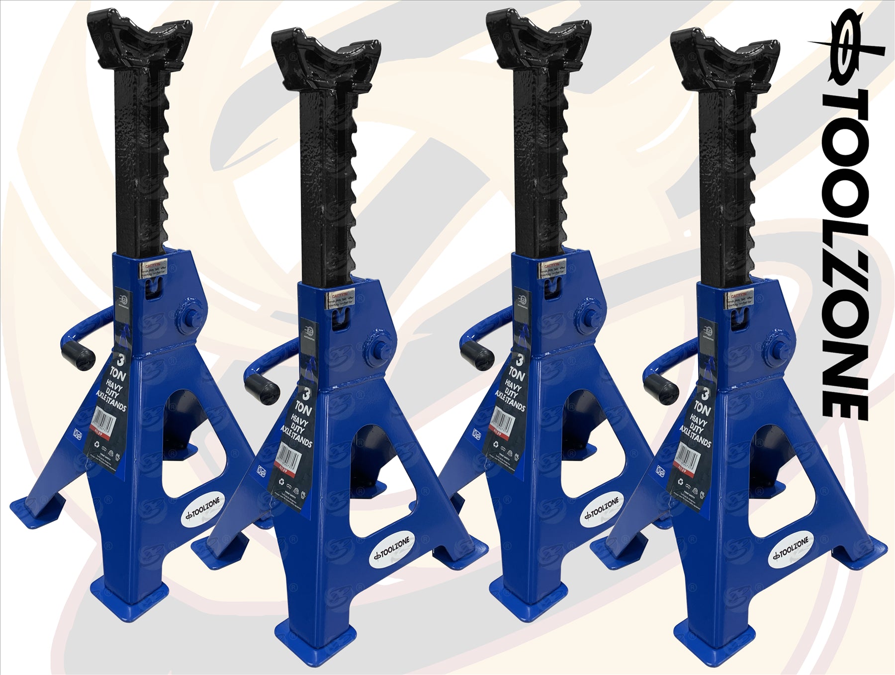 TOOLZONE 3 TON ( TONNE ) AXLE STANDS ( 2 PAIRS )