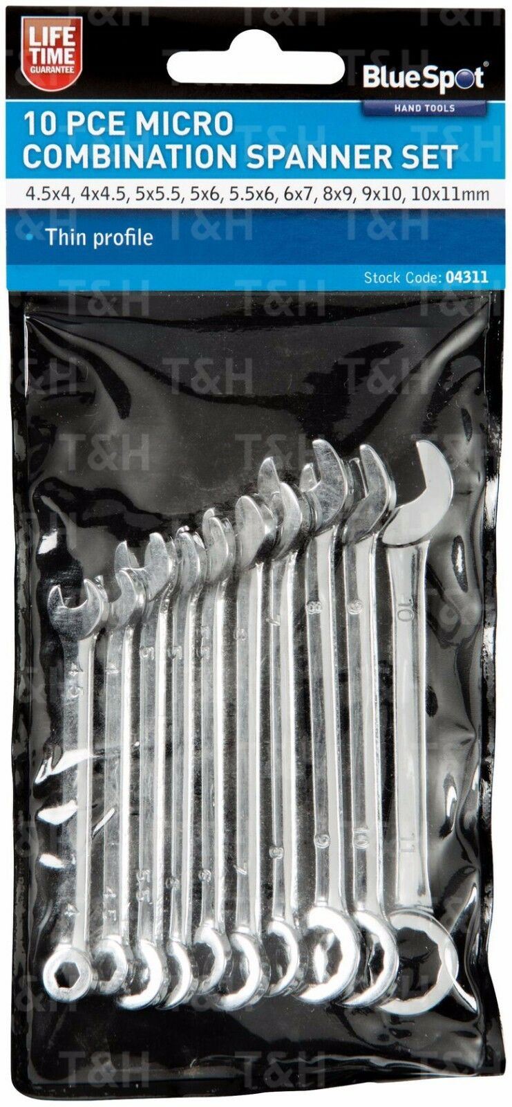 BLUESPOT 10PCS MINI COMBINATION SPANNER SET 4MM - 11MM