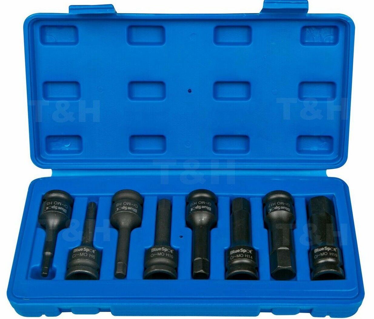 BLUESPOT 8PCS 1/2" DRIVE IMPACT HEX BIT SOCKETS H5 - H19