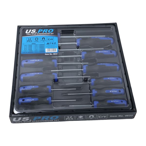 US Pro 12 Piece Star Screwdriver Set T6 - T45 4633