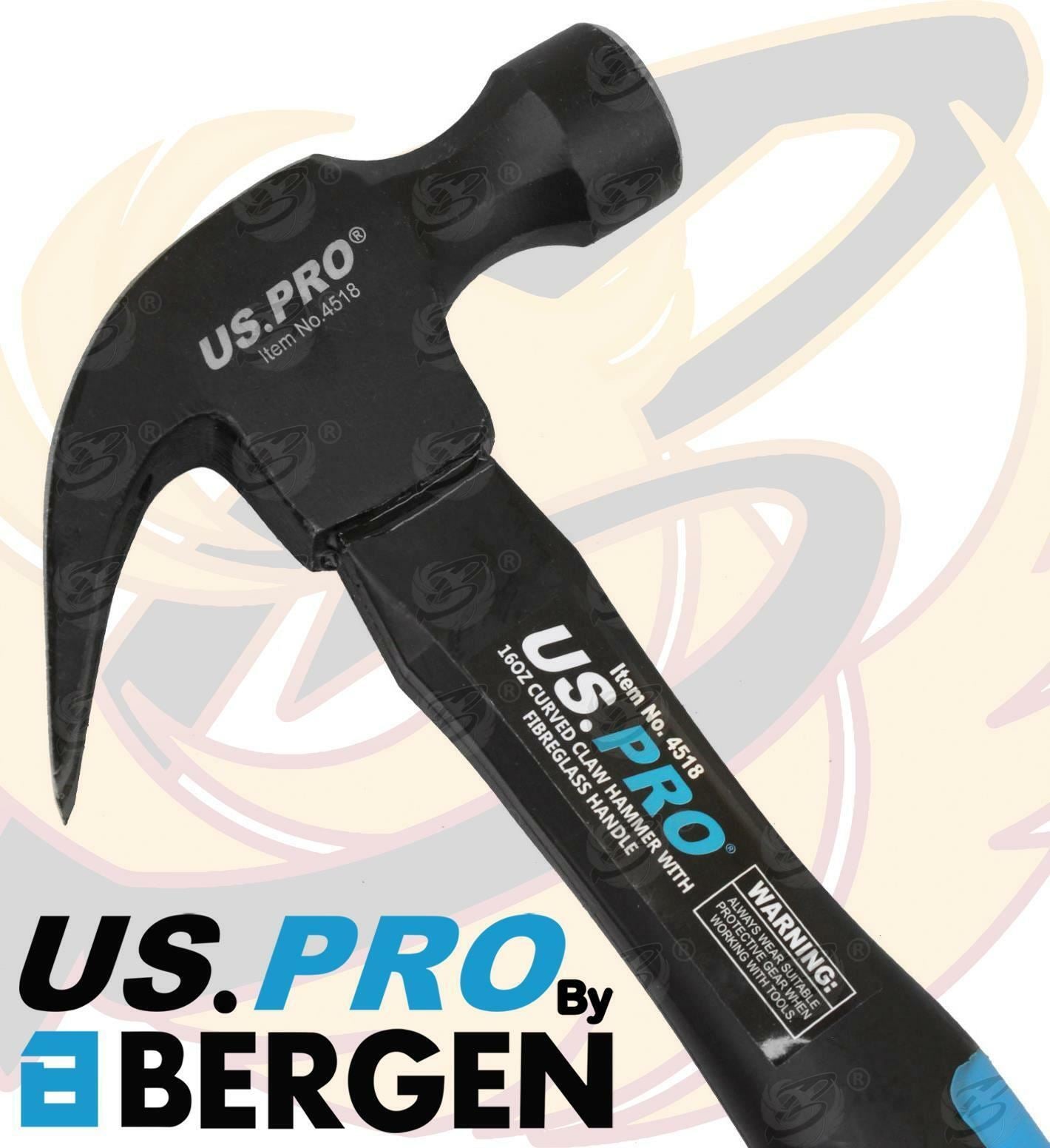 US PRO 16OZ FIBREGLASS CLAW HAMMER