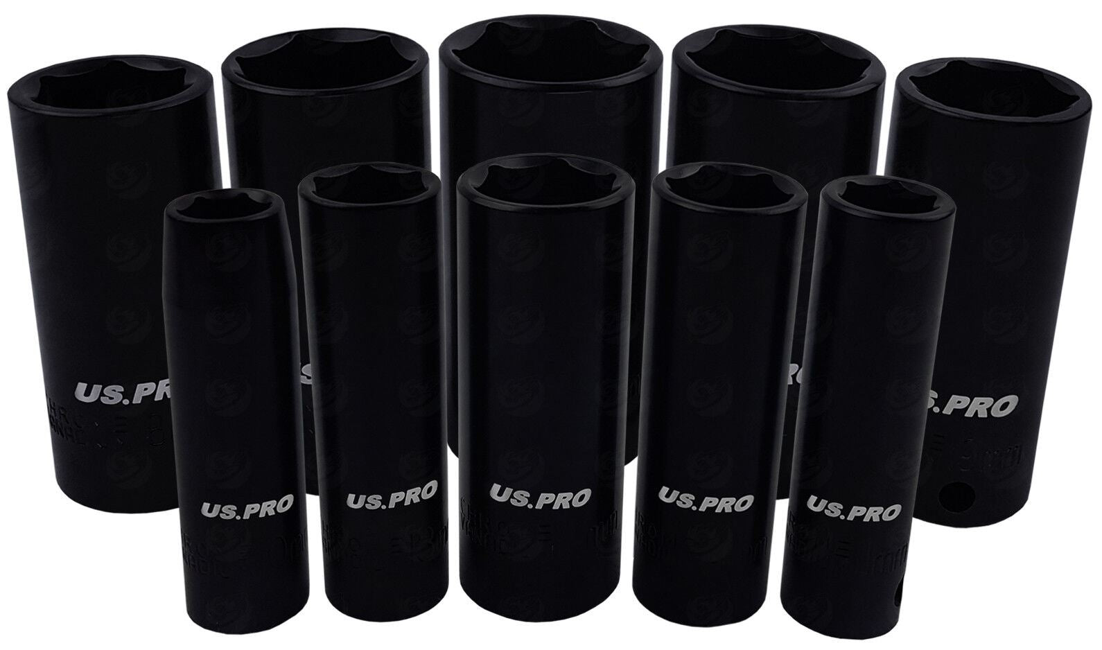 US PRO 10PCS 3/8" DRIVE 6 POINT DEEP IMPACT SOCKETS 10MM - 24MM
