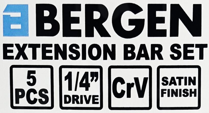 US Pro 5 Piece 1/4" Drive Extension Bars 50mm - 225mm 4157