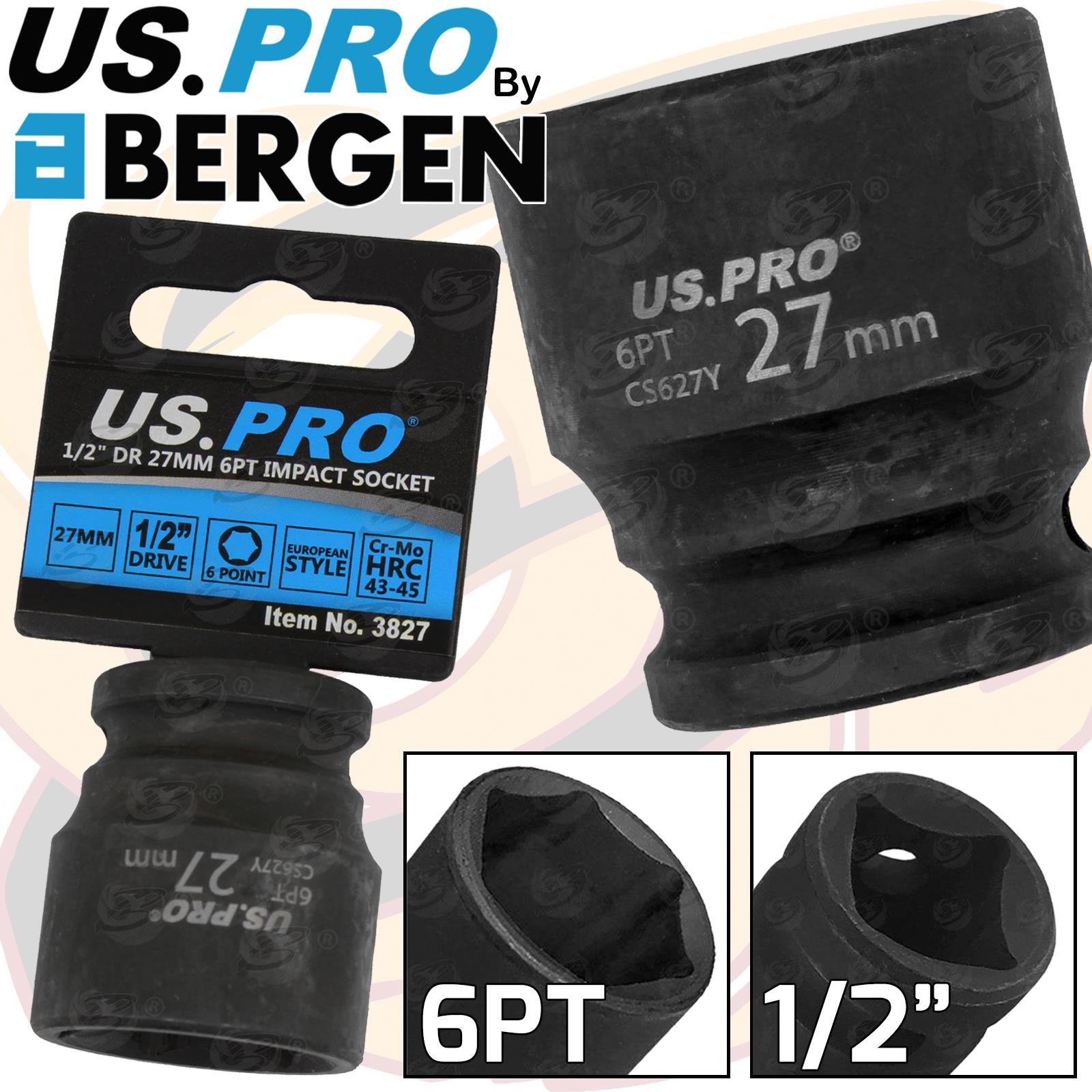 US Pro 27mm 1/2" Drive 6 Point Shallow Impact Socket ( 3827 )