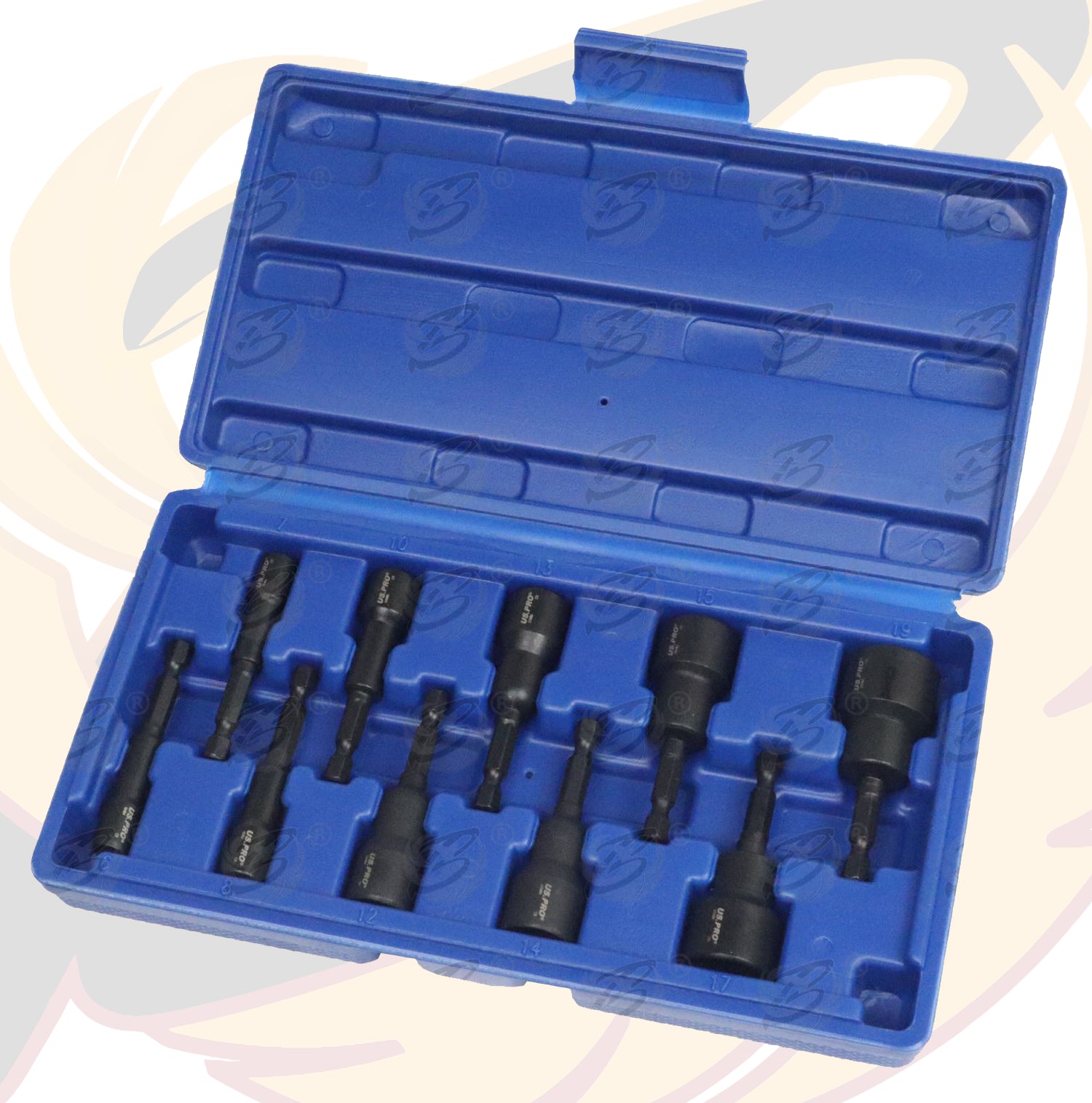 US PRO 10PCS MAGNETIC IMPACT NUT DRIVERS / RUNNERS ( 6MM - 19MM )