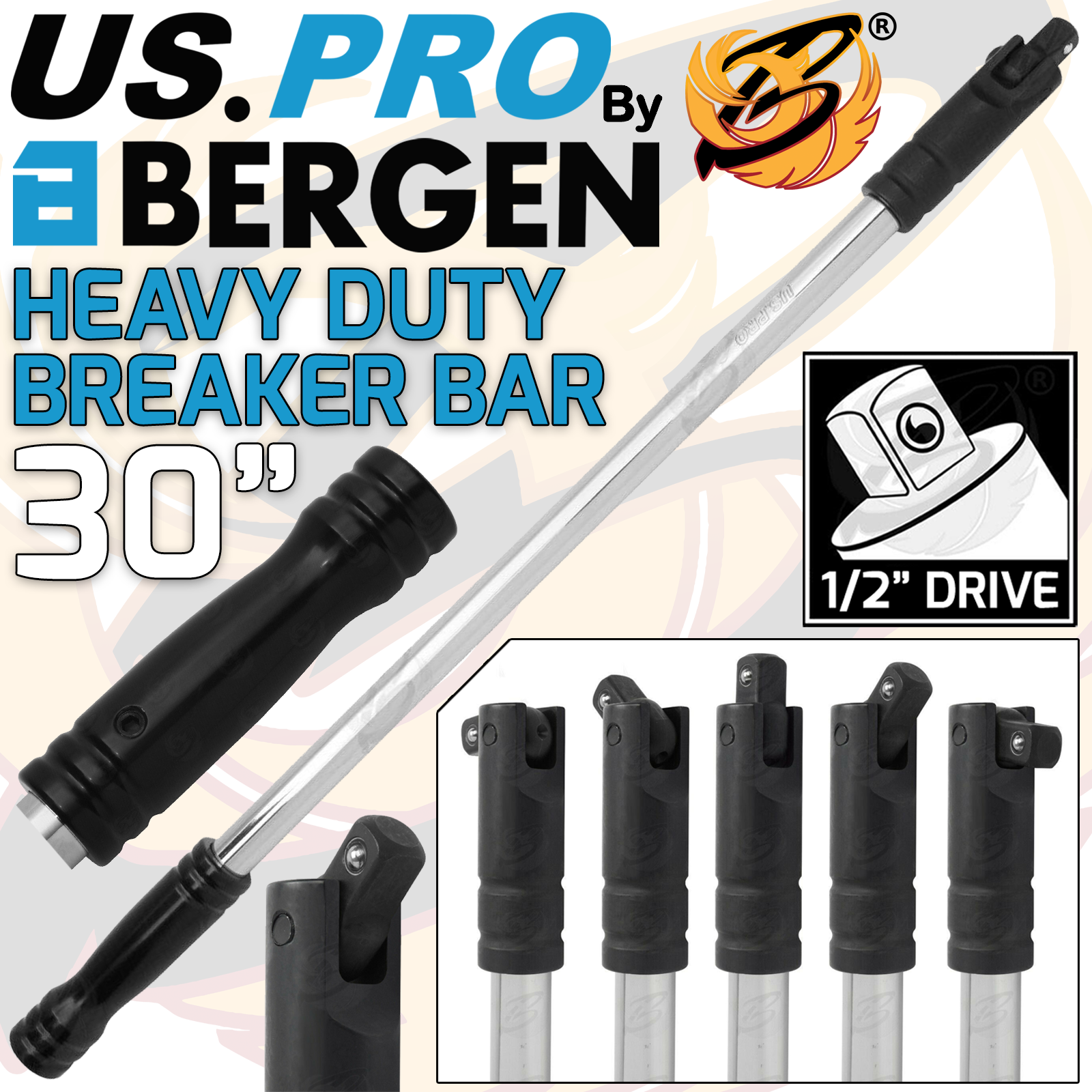US Pro Heavy Duty 1/2" Drive 30" Long Breaker Bar 4169 ( IN )