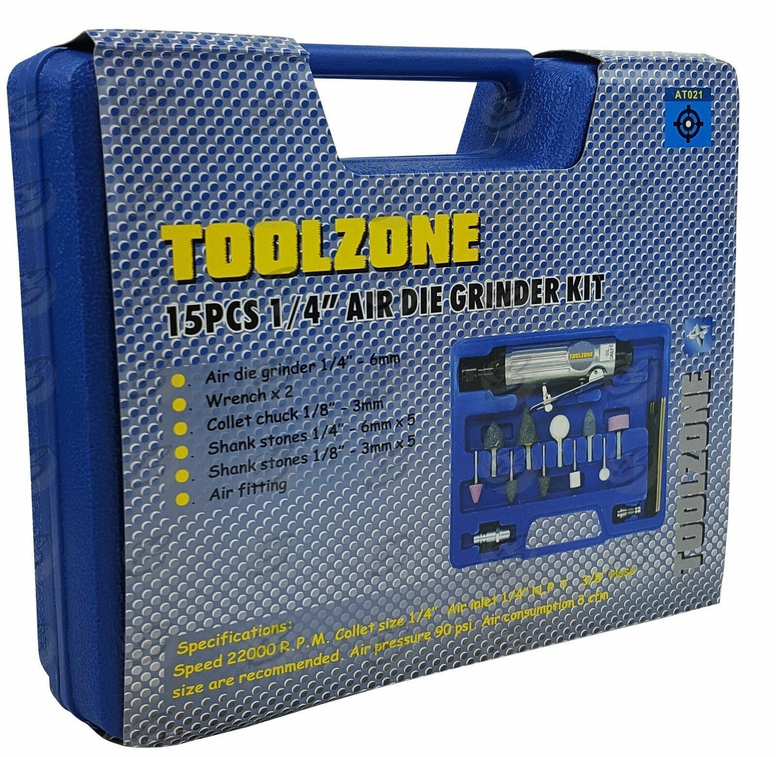 Toolzone 15 Piece 1/4" Air Die Grinder Set AT021