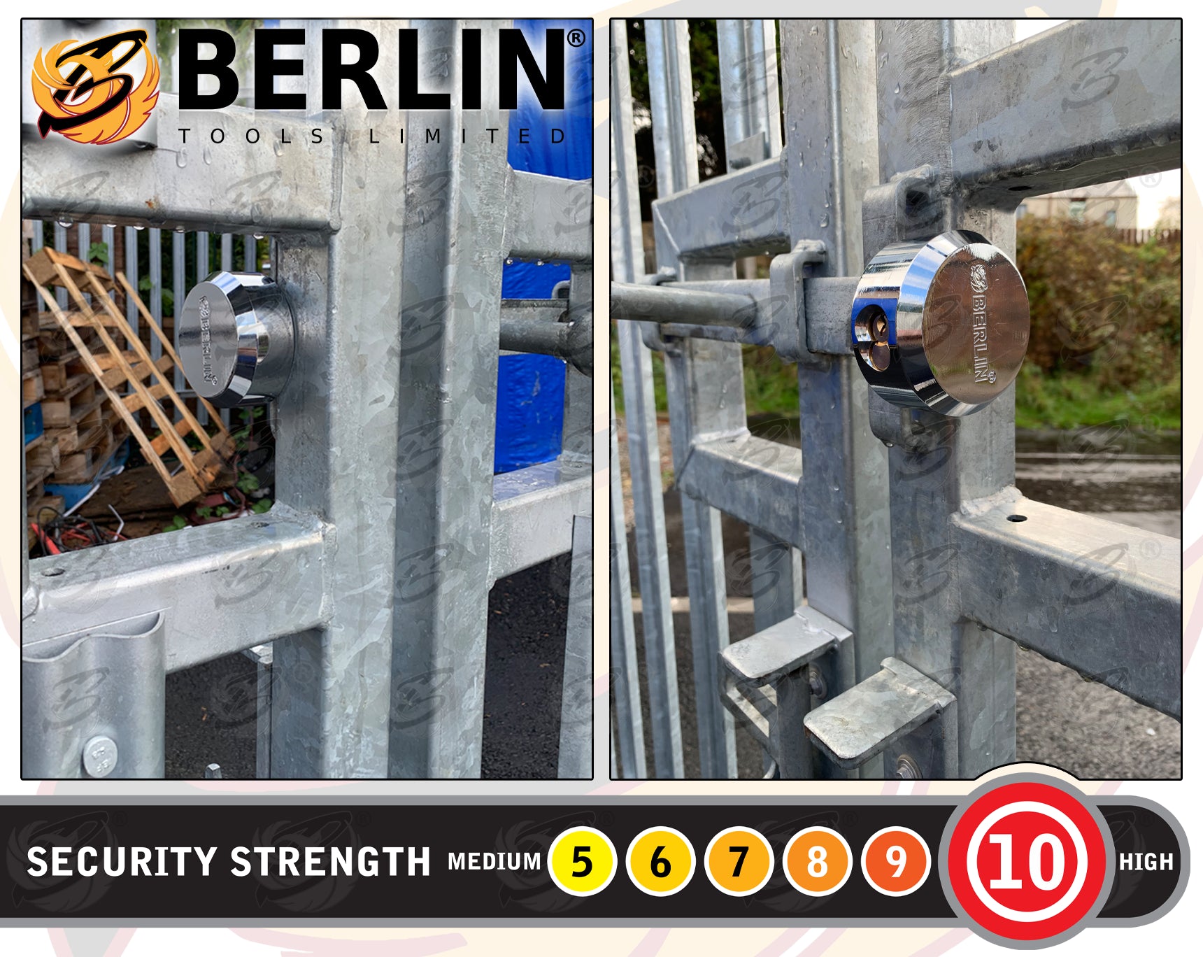 BERLIN 73MM HEAVY DUTY ROUND SHACKLELESS PADLOCK ( x6 )