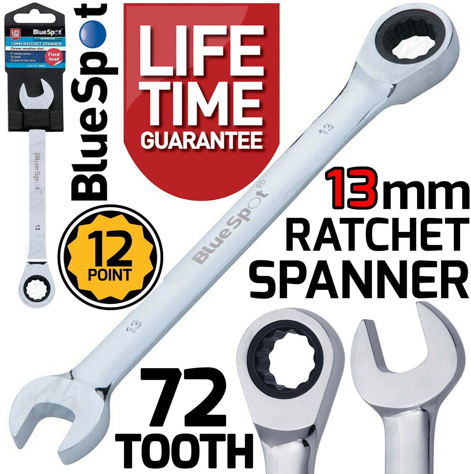 BLUESPOT 13MM 72 TOOTH RATCHET SPANNER