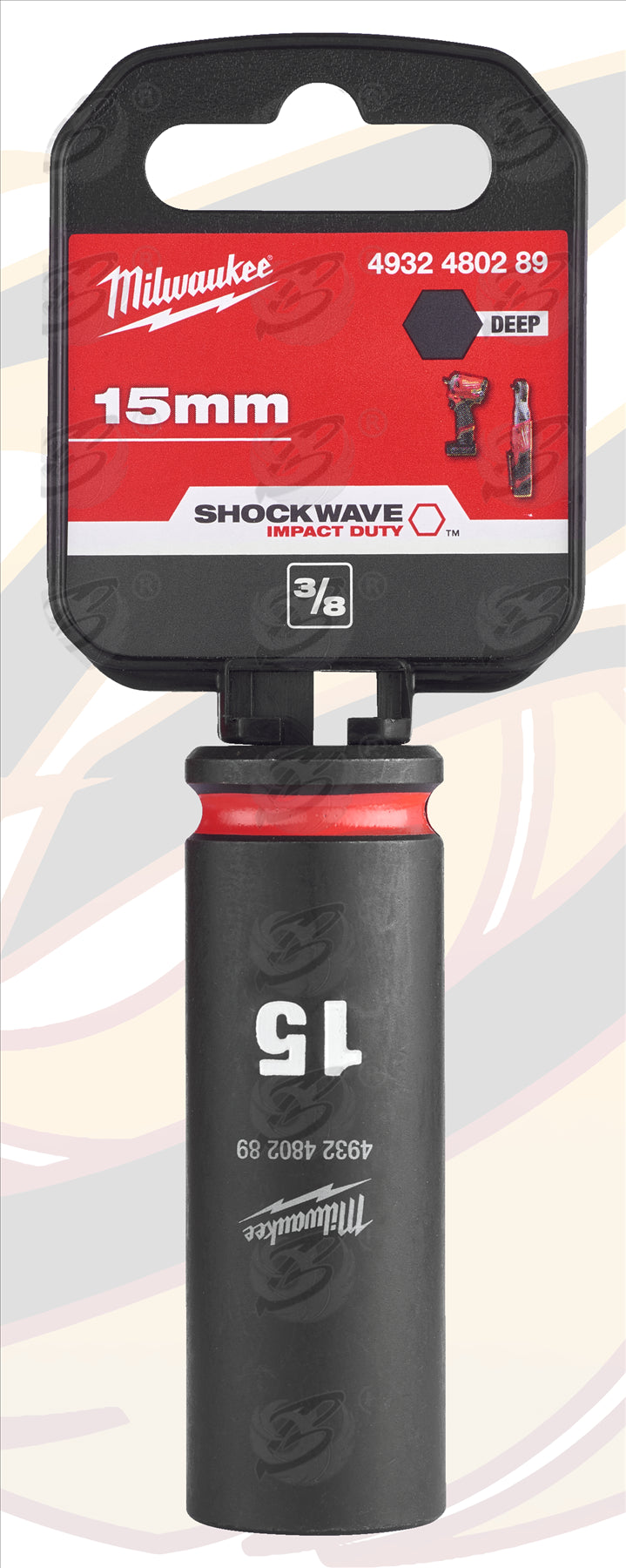 MILWAUKEE 15MM 3/8" DRIVE 6 POINT DEEP IMPACT SOCKET ( SINGLE )