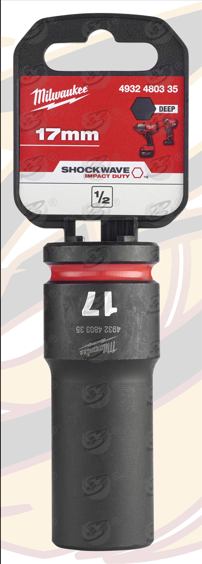 MILWAUKEE 17MM 1/2" DRIVE 6 POINT DEEP IMPACT SOCKET ( SINGLE )