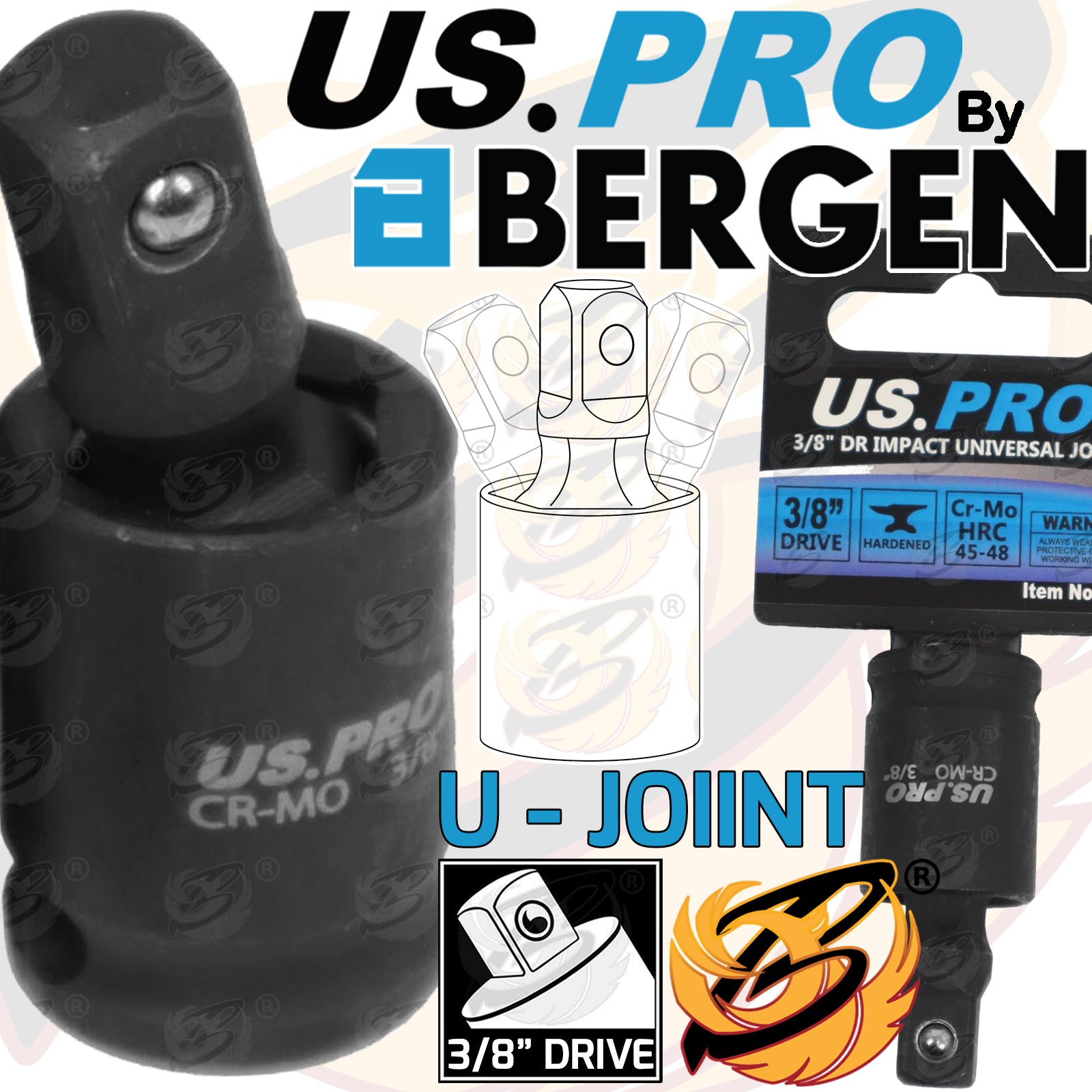 US PRO 3/8" DRIVE IMPACT UNIVERSAL JOINT SWIVEL ADAPTER