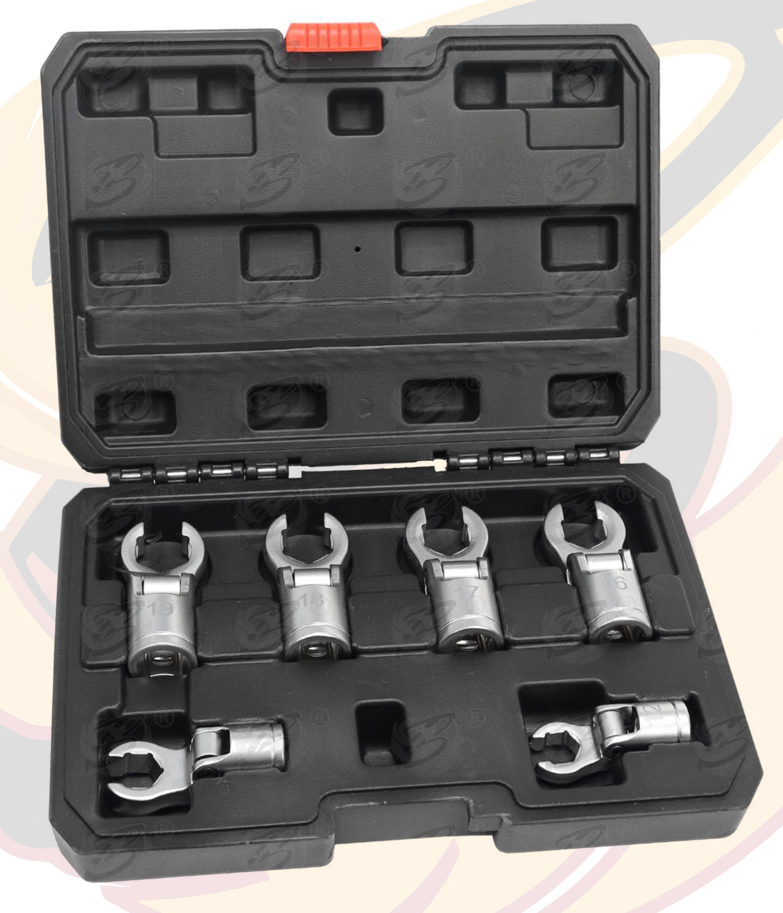 US PRO 6PCS 3/8" DRIVE FLEXIBLE CROWS FOOT WRENCH SOCKETS ( 12MM - 19MM ) ( CHROME )