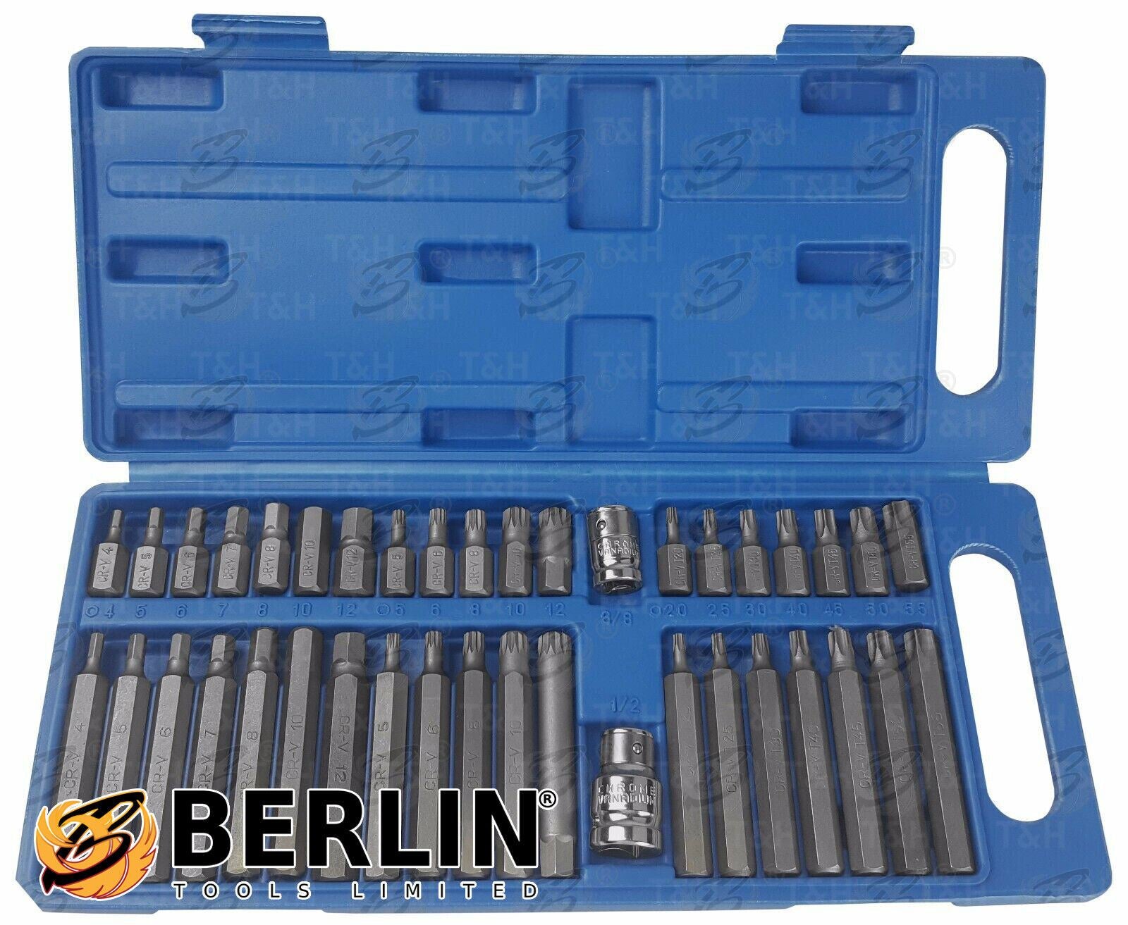 BlueSpot 40 Piece Hex - Torx - Spline Bit Sockets 01517