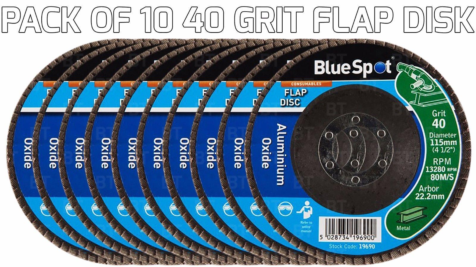 BLUESPOT 10PCS 40 GRIT 115MM ANGLE GRINDER FLAP DISC