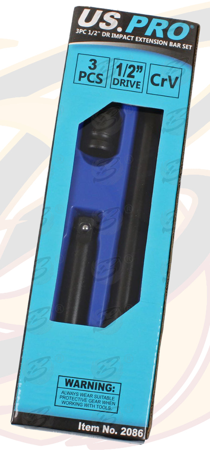 BERLIN Deep Impact Socket Set 1/2"dr 10mm - 32mm & Impact Extension Bars 19pcs Set