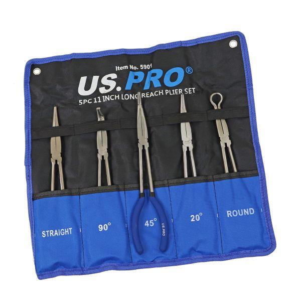 US Pro 5 Piece 11 Inch Long Reach pliers Set 5901